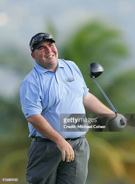 Kevin Stadler reacts to an errant drive during the second round of the Puerto Rico Open presented by Banco Popular at Trump International Golf Club...