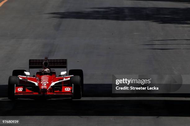 Scott Dixon, driver of the Target Chip Ganassi Racing Dallara Honda, during practice for the IRL IndyCar Series Sao Paulo Indy 300 on March 13, 2010...