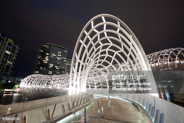 The Webb Bridge, a modern footbridge across the Yarra River in Melbourne, Australia.