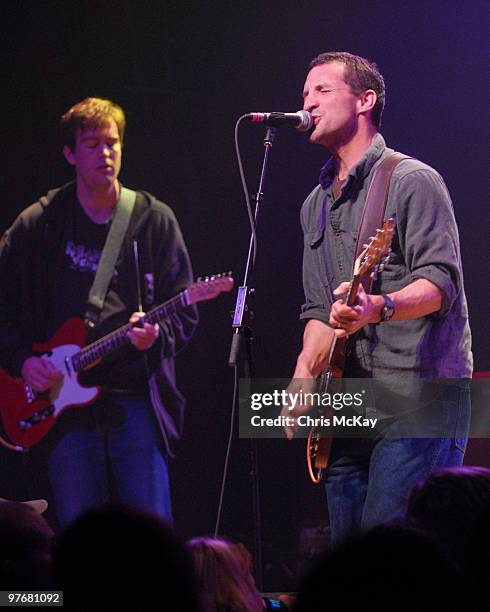 John Neff and David Barbe of David Barbe & The Quick Hooks perform at Variety Playhouse on March 12, 2010 in Atlanta, Georgia.