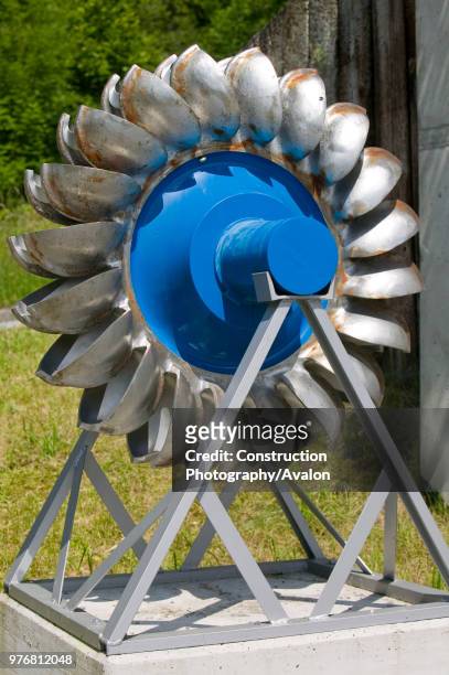 Water turbine wheel at a Hydro Electric Power station in Flims Switzerland.