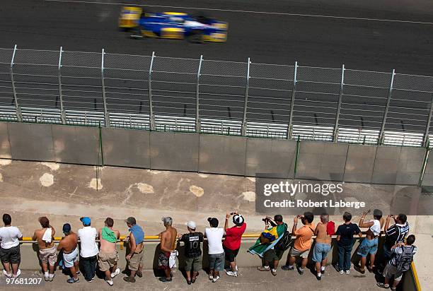 Mike Conway driver of the Dreyer & Reinbold Racing Dallara Honda during practice for the IZOD IndyCar Series Sao Paulo Indy 300 on March 13, 2010 in...