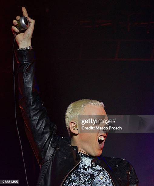 Singer H.P. Baxxter of Scooter performs live at the Arena on March 13, 2010 in Berlin, Germany.