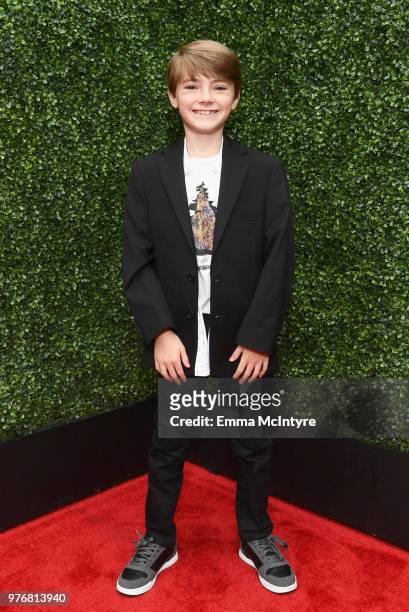 Actor Jackson Robert Scott attends the 2018 MTV Movie And TV Awards at Barker Hangar on June 16, 2018 in Santa Monica, California.