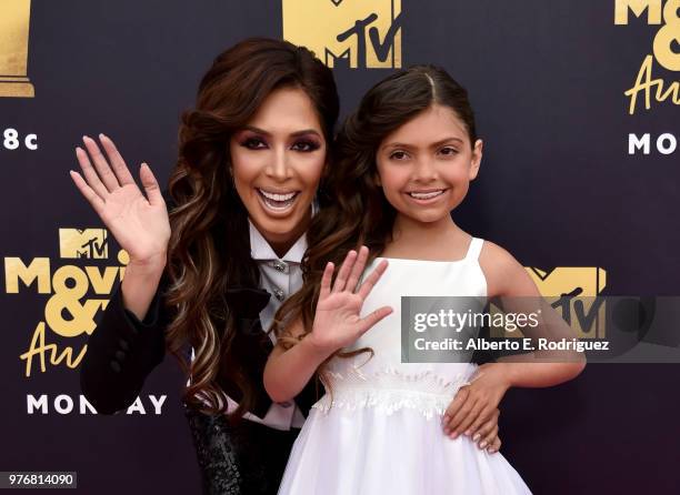 Personalities Farrah Abraham and Sophia Abraham attend the 2018 MTV Movie And TV Awards at Barker Hangar on June 16, 2018 in Santa Monica, California.