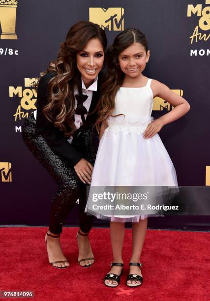 Personalities Farrah Abraham and Sophia Abraham attend the 2018 MTV Movie And TV Awards at Barker Hangar on June 16, 2018 in Santa Monica, California.