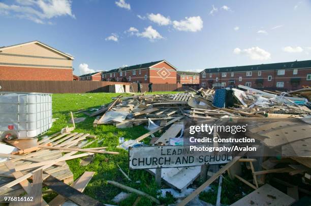 Illegal fly tipping in Salford Manchester UK.