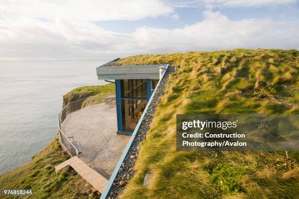 The Gallie Craig Tea room and cafe on the Mull of Galloway Scotland UK A Turf roofed building on Scotlands most Southerly point.