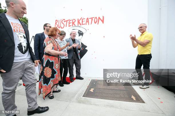 Alek Lev, Patricia Eliot Tobias, Jeff Vespa, Melissa Talmadge Cox, Leonard Maltin and Mitch O'Farrell attend the city of Los Angeles declaration of...