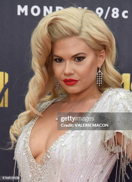 Rapper Chanel West Coast attends the 2018 MTV Movie & TV awards, at the Barker Hangar in Santa Monica on June 16, 2018. - This year's show is not...