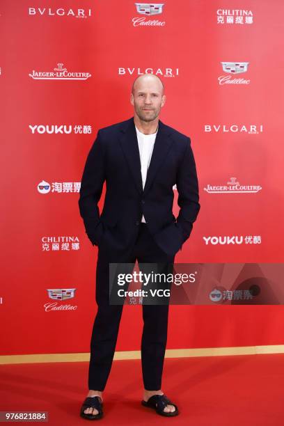 English actor Jason Statham arrives at red carpet during the opening ceremony of the 21st Shanghai International Film Festival at Shanghai Grand...