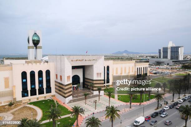 April 2018, Tunisia, Tunis: Clouds hover above the 'Cité de la Culture' . The Cité de la Culture was a prestige project of former dictator Ben Ali....