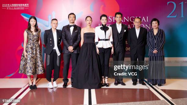 Actor Liao Fan, actress Zhou Yun, actress Summer Xu Qing, actor Eddie Peng Yu-yen and Emperor Group chairman Albert Yeung arrive at red carpet during...