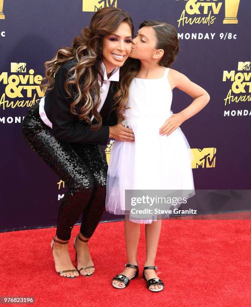 Farrah Abraham, Sophia Abraham arrives at the 2018 MTV Movie And TV Awards at Barker Hangar on June 16, 2018 in Santa Monica, California.