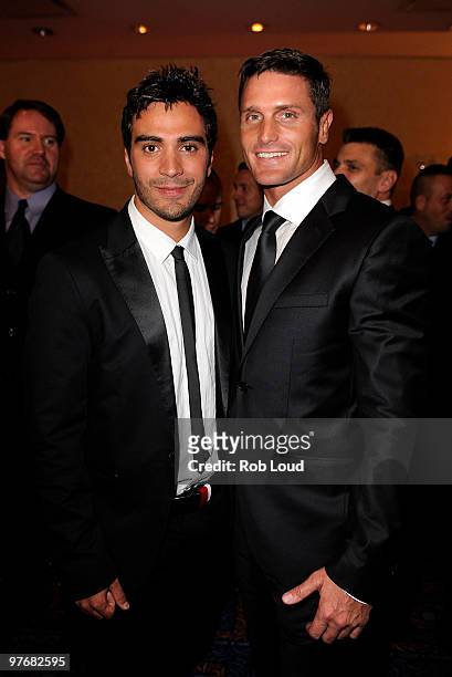 Rodney Santiago and Reichen Lehmkuhl attend the 21st annual GLAAD Media awards cocktail reception at Marriot Marquis on March 13, 2010 in New York...