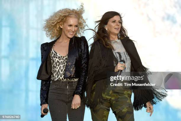 Kimberly Schlapman and Karen Fairchild of Little Big Town perform during the 2018 Country Summer Music Festival at Sonoma County Fairgrounds on June...