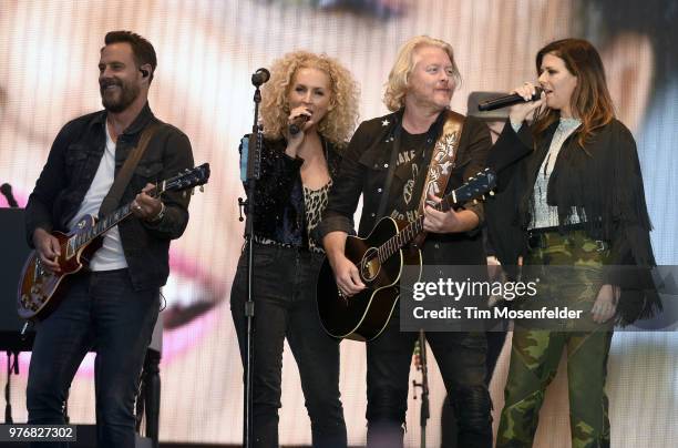 Jimi Westbrook, Kimberly Schlapman, Phillip Sweet, and Karen Fairchild of Little Big Town perform during the 2018 Country Summer Music Festival at...