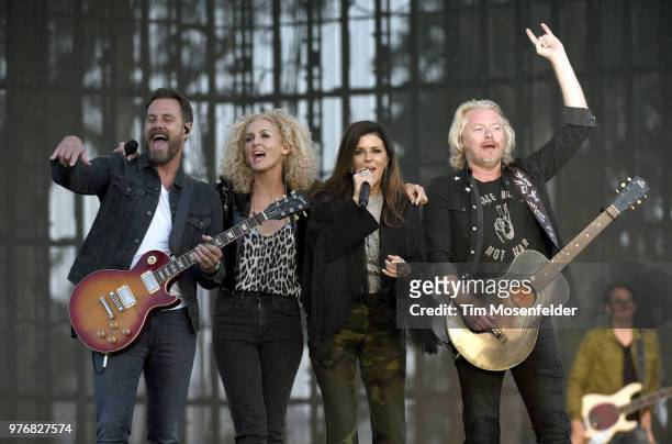 Jimi Westbrook, Kimberly Schlapman, Karen Fairchild, and Phillip Sweet of Little Big Town perform during the 2018 Country Summer Music Festival at...