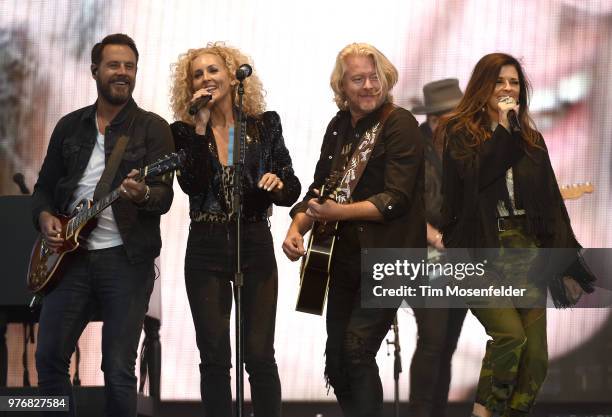 Jimi Westbrook, Kimberly Schlapman, Phillip Sweet, and Karen Fairchild of Little Big Town perform during the 2018 Country Summer Music Festival at...