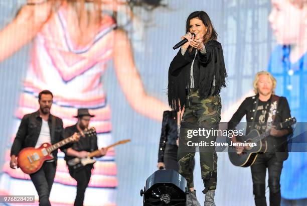 Jim Westbrook, Karen Fairchild and Philip Sweet of Little Big Town perform on Day 2 of Country Summer Music Festival at Sonoma County Fairgrounds on...