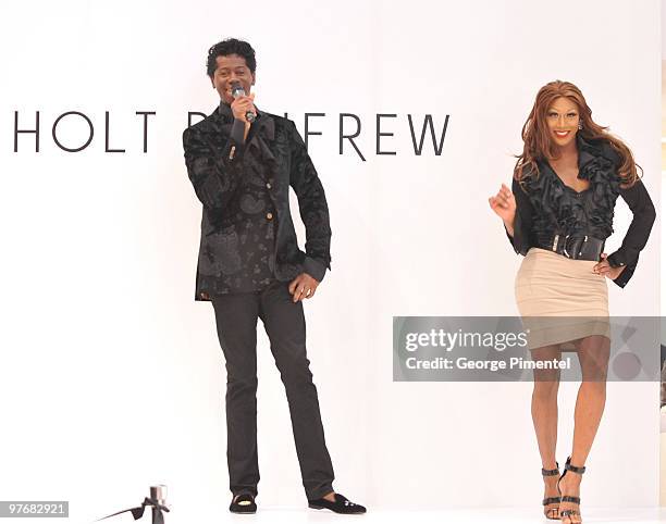 Miss J. Alexander and Sofonda Cox attend Miss J. Alexander's celebrity walk-off event and book signing at Holt Renfrew Bloor Street on March 13, 2010...