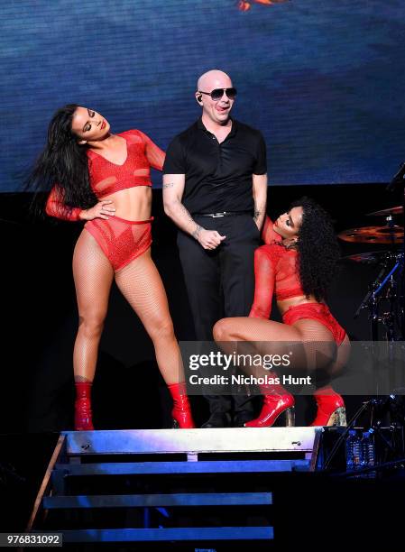 Pitbull performs at 103.5 KTU's KTUphoria on June 16, 2018 in Wantagh City.