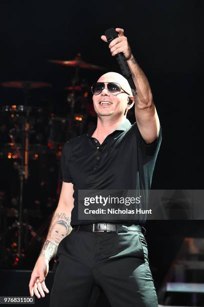 Pitbull performs at 103.5 KTU's KTUphoria on June 16, 2018 in Wantagh City.