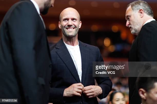 English actor Jason Statham attends the opening ceremony of the 21st Shanghai International Film Festival at Shanghai Grand Theatre on June 16, 2018...