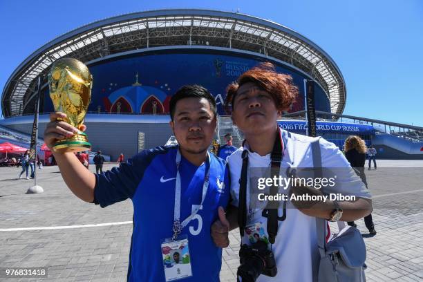 Fans of France during the 2018 FIFA World Cup Russia group C match between France and Australia at Kazan Arena on June 16, 2018 in Kazan, Russia.