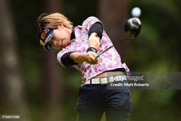 Lala Anai of Japan hits her tee shot on the 7th hole during the final round of the Nichirei Ladies at the Sodegaura Country Club Shinsode Course on...