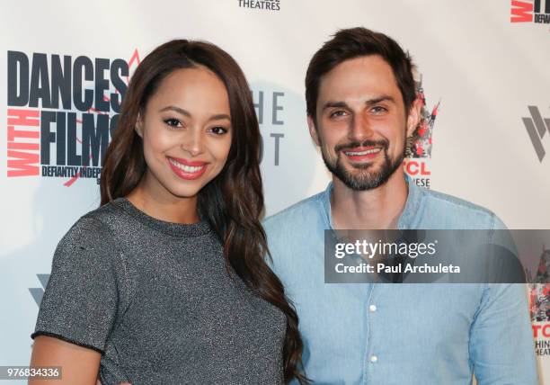 Actors Amber Stevens West and Andrew J. West attend the premiere of "Antiquities" at the Dances With Films Festival at the TCL Chinese 6 Theatres on...