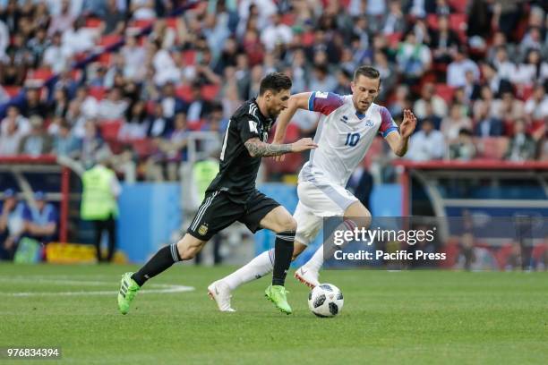 And G. SIGURDSSON during the match between Argentina and Iceland valid for the first round of Group D of the 2018 World Cup, held at the Spartak...