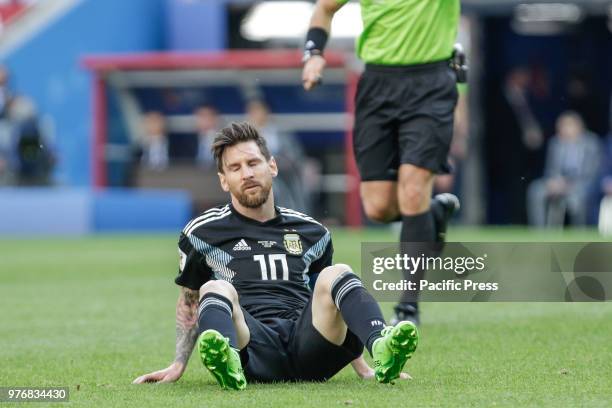 Messi during match between Argentina and Iceland valid for the first round of Group D of the 2018 World Cup, held at the Spartak Stadium in Moscow,...