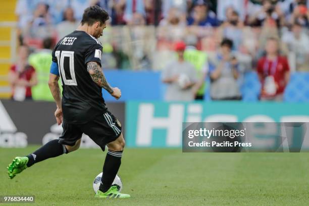 Messi misses a penalty during match between Argentina and Iceland valid for the first round of group D of the 2018 World Cup, held at the Spartak...