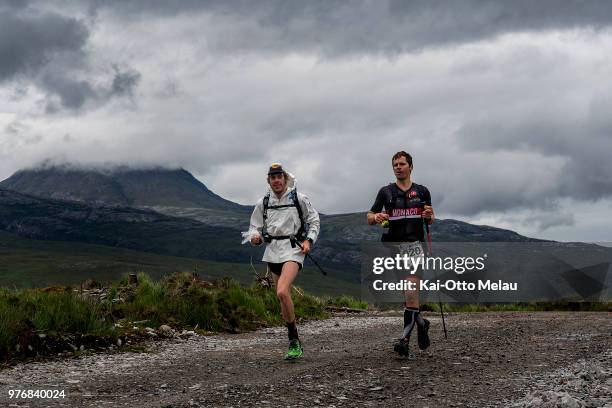 Renaud Boulvert and his support on the runleg during the Celtman Extreme Triathlon on June 16, 2018 in Shieldaig, Scotland. Celtman is a part of the...