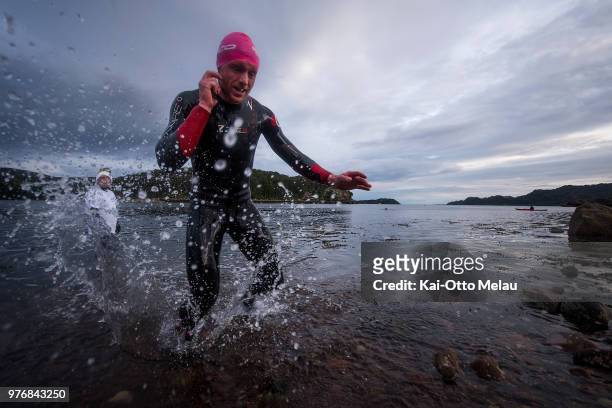 An athlete coming out of the water during the Celtman Extreme Triathlon on June 16, 2018 in Shieldaig, Scotland. Celtman is a part of the AllXtri...
