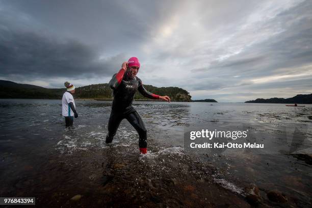 An athlete coming out of the water during the Celtman Extreme Triathlon on June 16, 2018 in Shieldaig, Scotland. Celtman is a part of the AllXtri...