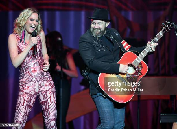 Singer/songwriters Jennifer Nettles and Kristian Bush of Sugarland perform during a stop of the duo's Still the Same Tour in support of the new album...