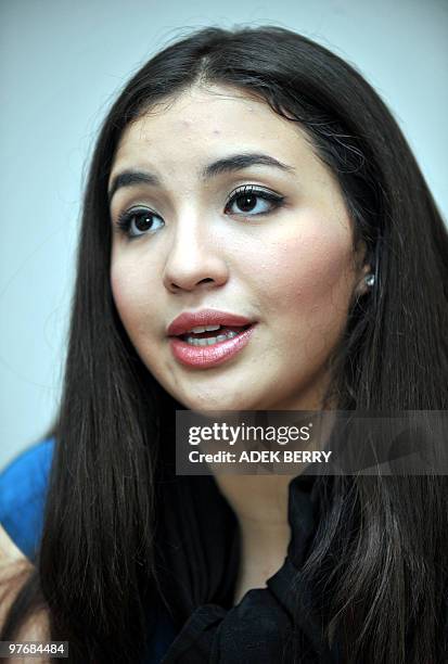 Indonesian Manohara Odelia Pinot talks to AFP during an interview in Jakarta on July 1, 2009. Manohara and her mother were ordered on March 11, 2010...
