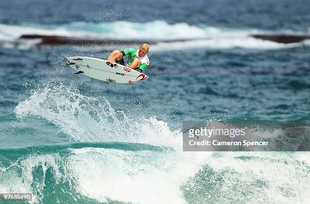 Mick Fanning of Australia performs an air during the final of the Boost Bondi Beach SurfSho at Bondi Beach on March 14, 2010 in Sydney, Australia.