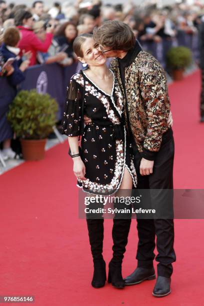 Rod Paradot and his girlfriend attend red carpet for the closing ceremony of Cabourg Film Festival on June 16, 2018 in Cabourg, France.