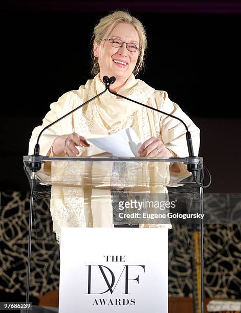 Meryl Streep attends the DVF Awards at the United Nations on March 13, 2010 in New York City.