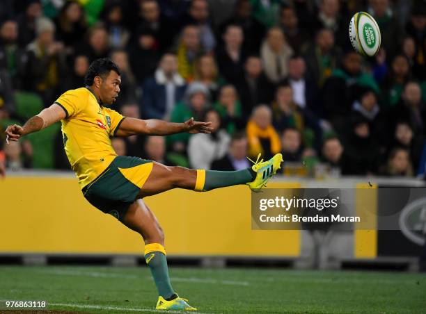 Melbourne , Australia - 16 June 2018; Kurtley Beale of Australia during the 2018 Mitsubishi Estate Ireland Series 2nd Test match between Australia...