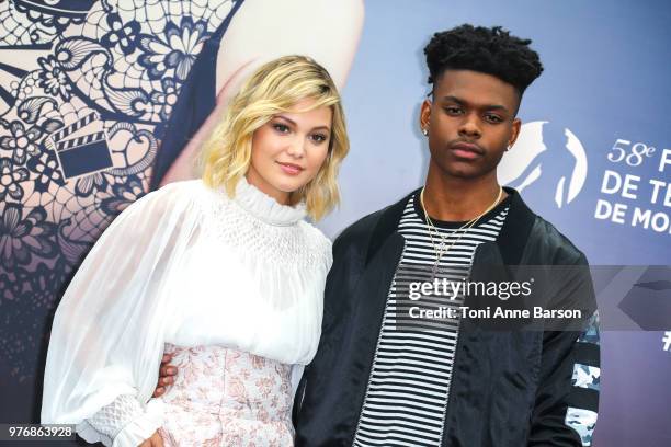 Olivia Holt and Aubrey Joseph from the serie 'Cloak and Dagger' attend a photocall during the 58th Monte Carlo TV Festival on June 16, 2018 in...