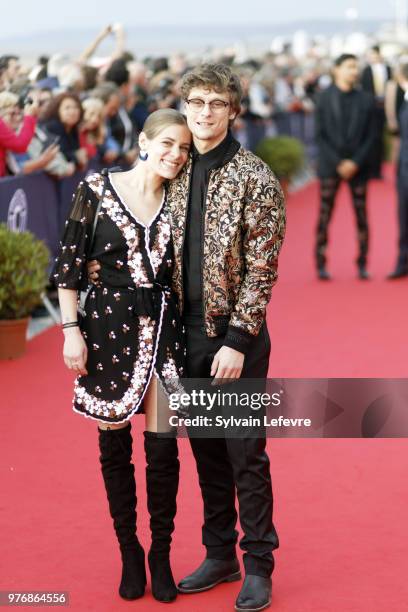 Rod Paradot and his girlfriend attend red carpet for the closing ceremony of Cabourg Film Festival on June 16, 2018 in Cabourg, France.