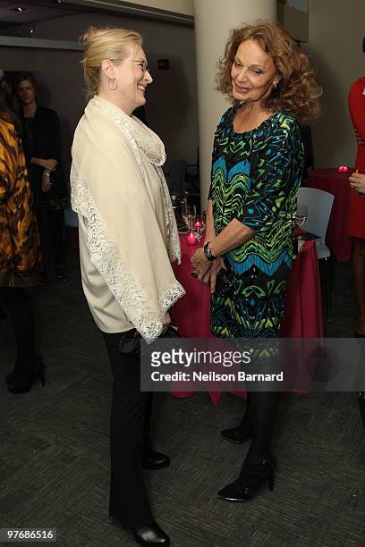 Actress Meryl Streep and designer Diane von Furstenberg attend the DVF Awards at the United Nations on March 13, 2010 in New York City.
