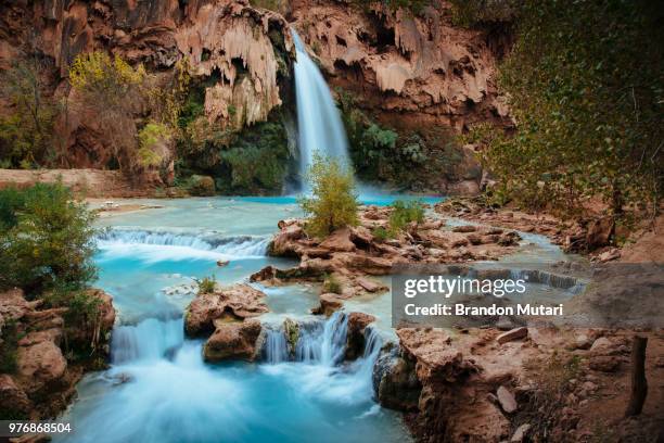 mountain waterfall, arizona, usa - havasu creek fotografías e imágenes de stock
