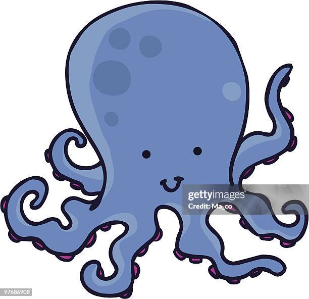 stockillustraties, clipart, cartoons en iconen met friendly octopus - zuignap