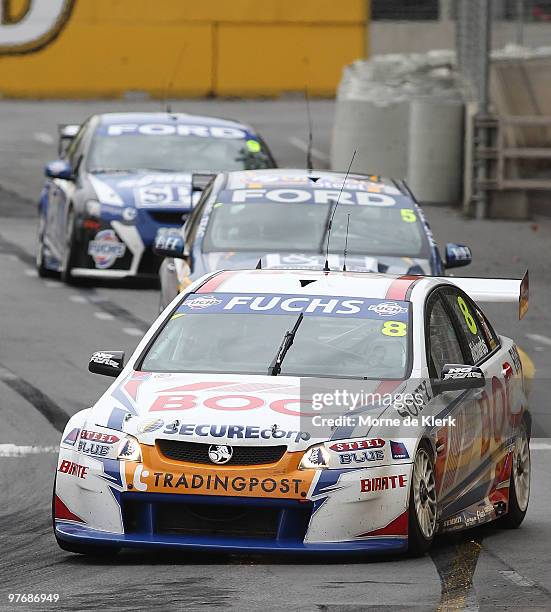 Jason Richards of the Team BOC drives during race two of the Clipsal 500, which is round three of the V8 Supercar Championship Series, on the...