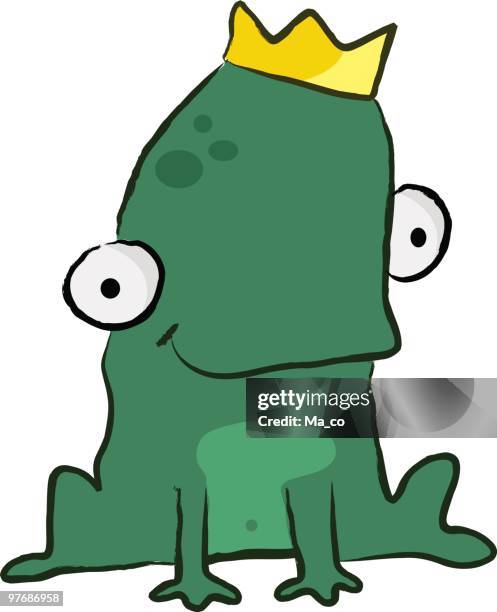 ilustrações de stock, clip art, desenhos animados e ícones de o sapo king com coroa dourada-mulher/fairytale - príncipe encantado